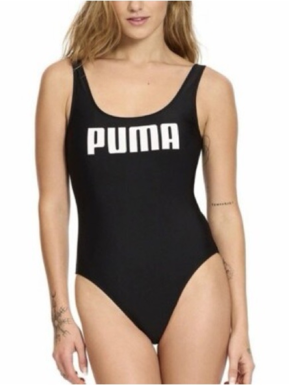 Puma Black Logo One Piece Swimsuit XL NWT Athletic Swim Bathing Suit